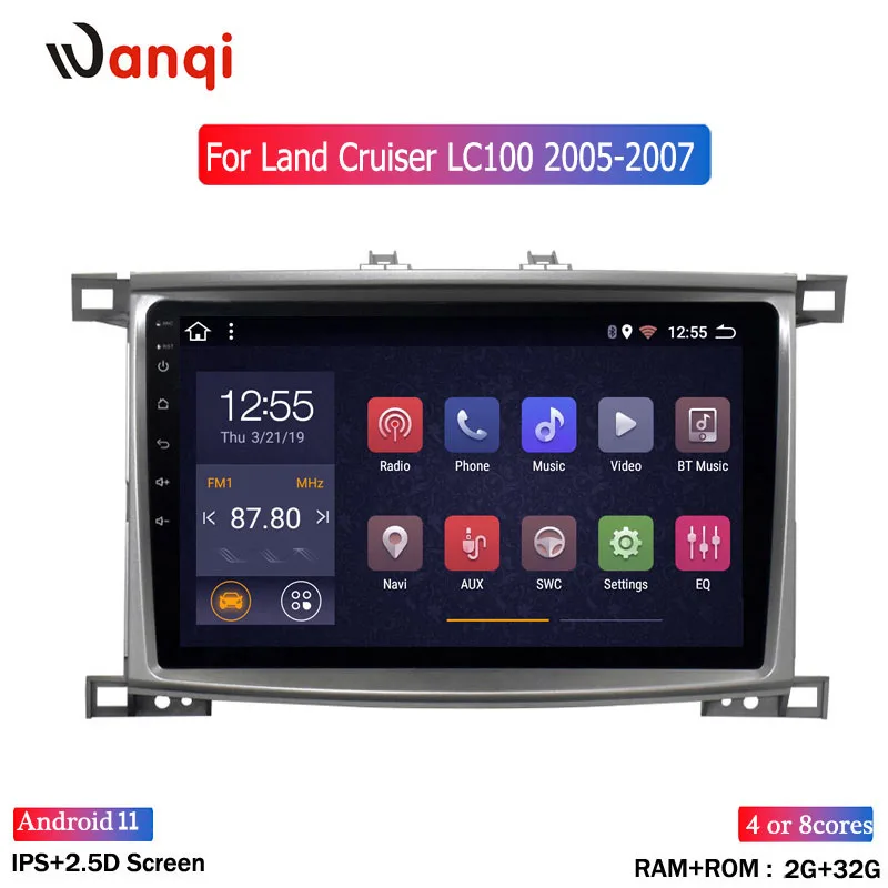 Автомобильный GPS-навигатор Android 11 2 + 32 ГБ для Toyota Land Cruiser 100 GX LC | Автомобили и