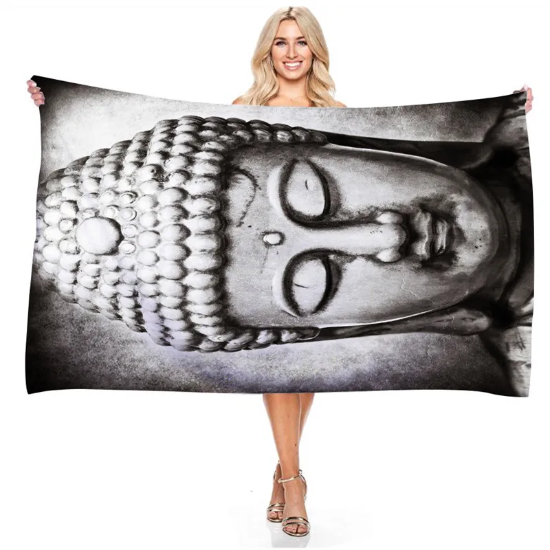 Пользовательская статуя Будды высокое качество роскошное пляжное полотенце для