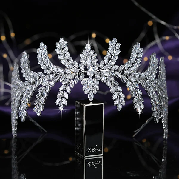 white gold Корона HADIYANA Романтика живой женский свадебные аксессуары для волос фианит Сияющие Роскошные ювелирные изделия Принцесса Корона BC5535 Diadema - Окраска металла: white gold