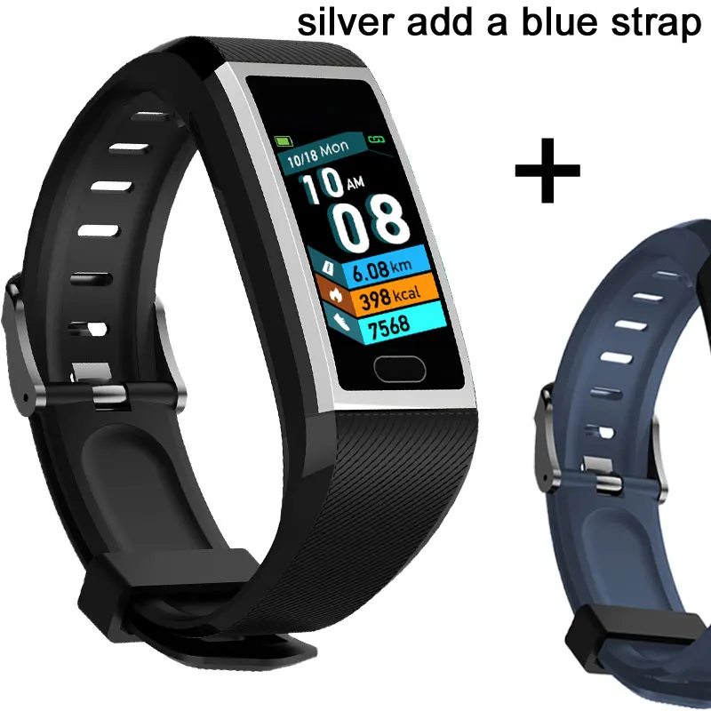 Sliver add blue T12 смарт-браслет 1,14 дюймов монитор сердечного ритма кровяного давления спортивный шагомер умная информация напоминание Дистанционное управление Фото - Цвет: Sliver add blue