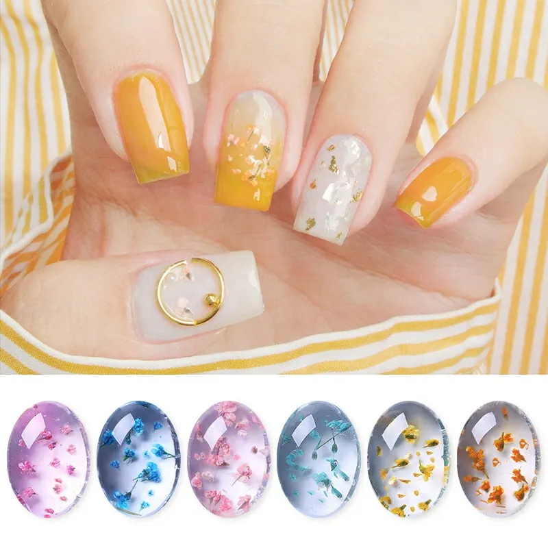 От BORN PRETTY цветочный УФ Гель лак красочные засушенные цветы для ногтей Лаки!