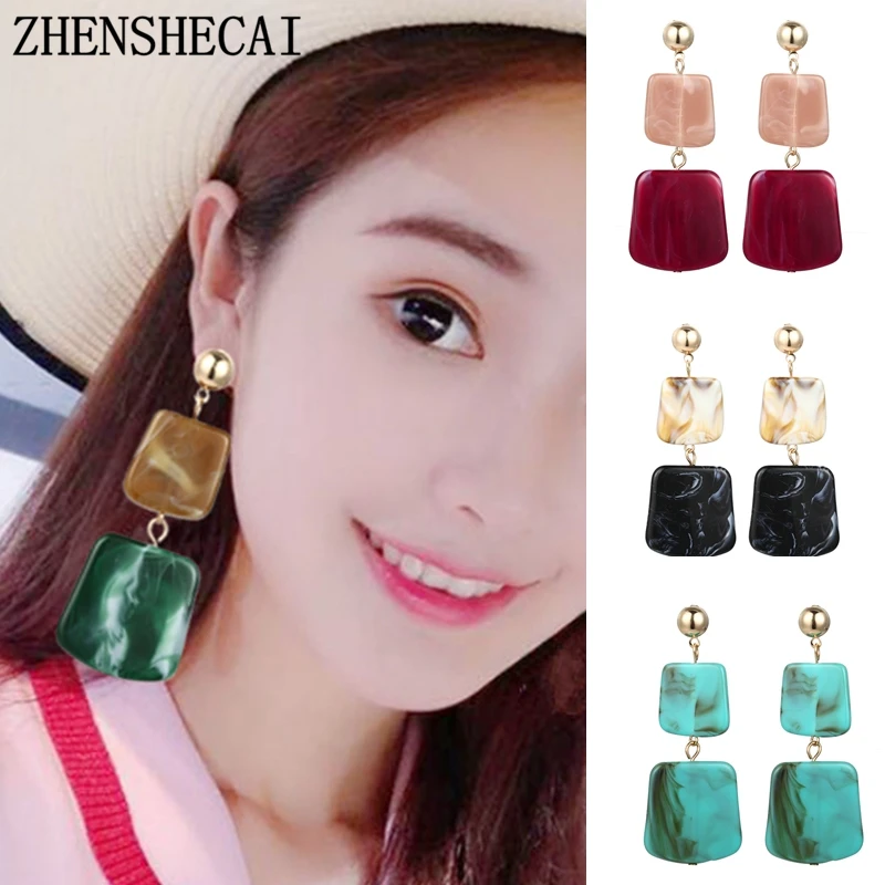 Женские серьги с подвесками яркие геометрические из металла вечерние ювелирные