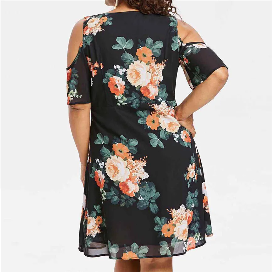 Женские летние свободные платья с цветочным принтом глубоким v-образным вырезом