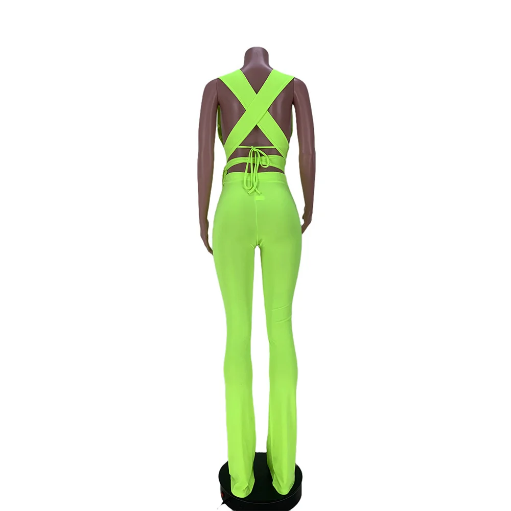 Женский комплект из двух предметов однотонный топ без рукавов с глубоким