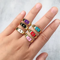six pointed star micro diamond ring trendy design personality layer dripping oil enamel multicolor irregular open rings jewelry