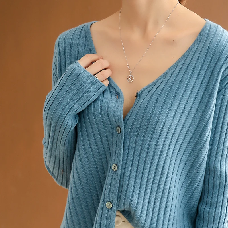 Женский кардиган весна осень 2020 вязаный однобортный короткий свитер свободного