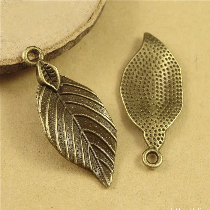 10 шт. 32x12 мм античная бронза ретро лист Подвески Кулоны из нержавеющей стали