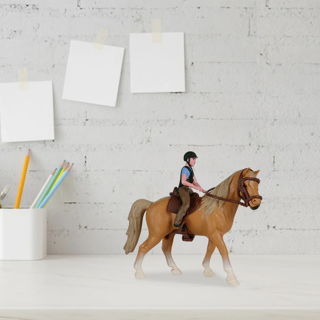 

Plastic Animal Figure Toy Horse with Male Rider Figurine Statue Model Toys