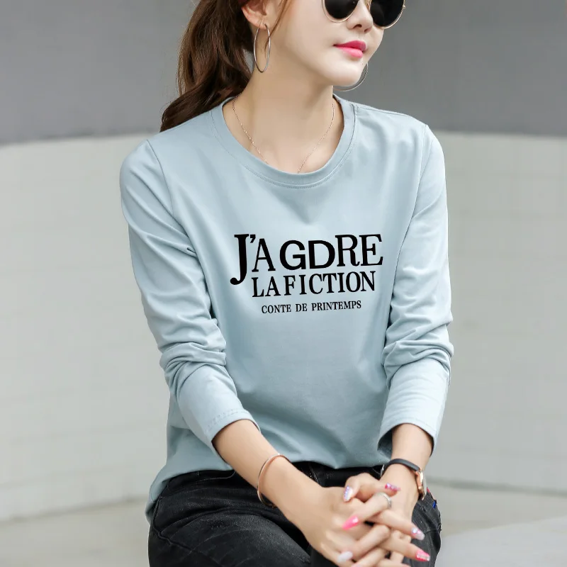 Хит 2019 женская сексуальная облегающая футболка с длинным рукавом буквенным