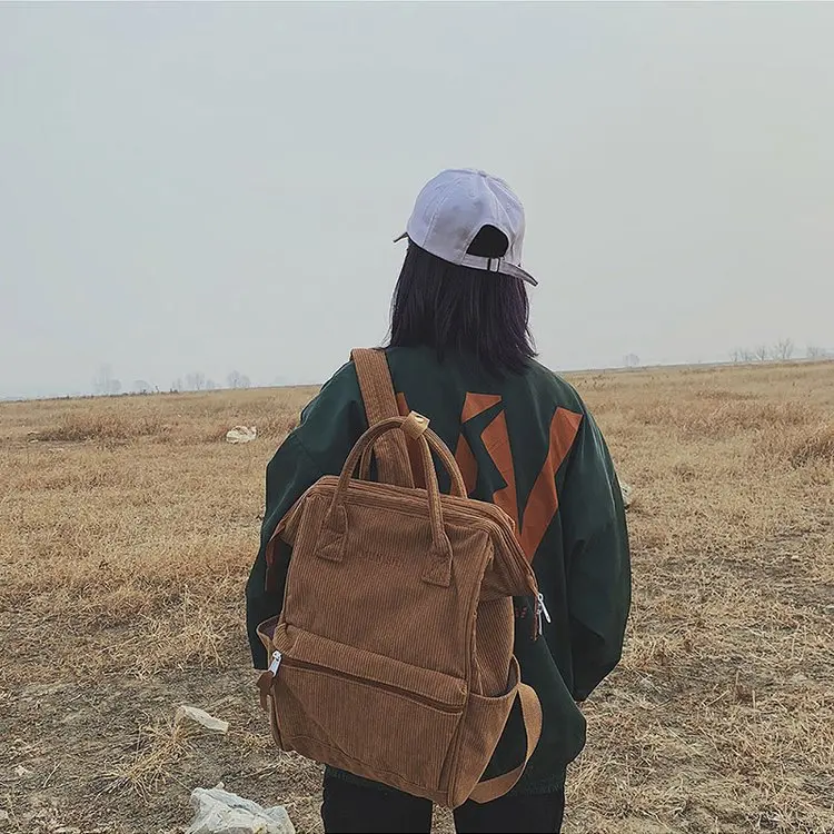Вельветовые Рюкзаки Женские школьные сумки для подростков девочек Mochila большой емкости повседневные дорожные рюкзаки женский рюкзак