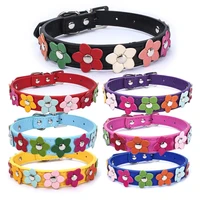 flower pet collar pu leather dog cats necklace adjustable durable simple nice pets suppliers accessories puppy kitten collars