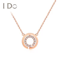 I Do Round Series 18K Rose Gold Necklace Genuine Diamond Ruby Pendant Fine Jewelry for Women Elegant Style Two Tier Design Smart