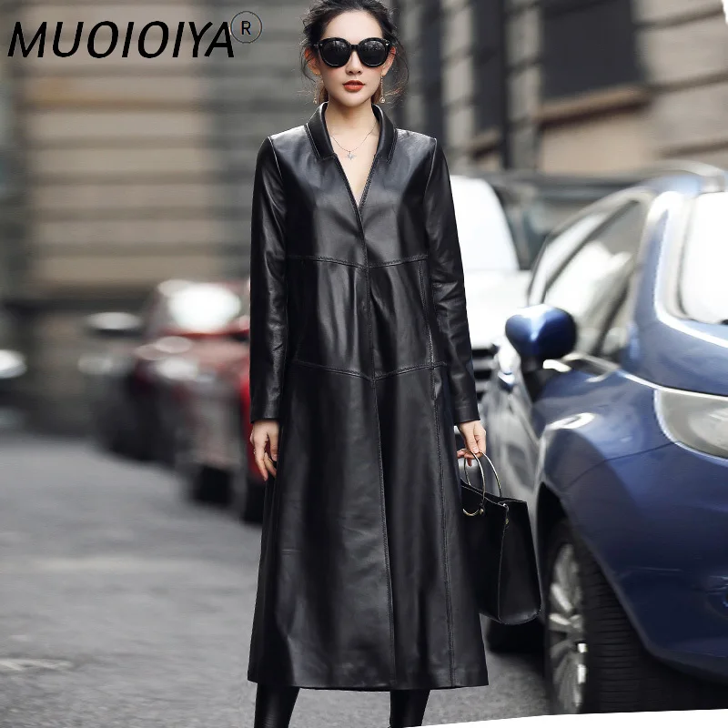 

Ladies Genuine Leather Jacket Women Long Trench Coat Female 2021 Natural Sheepskin Coats Spring Autumn Jackets OT1708