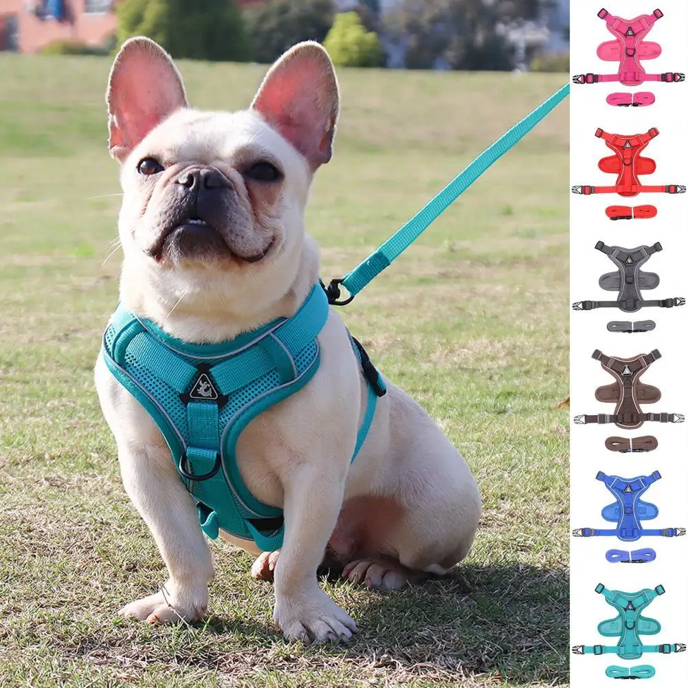 

Pet Harness Leash Reflective Stripes Anti-pull Breathable Pet Dogs Cats Harness Traction Rope Set for Pet Training Pet Rope Set