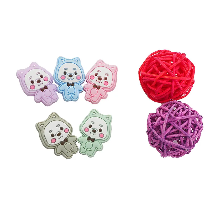Ченкэй 10 шт. силиконовых кейсов медведь бусины Teether для еды малышей милые