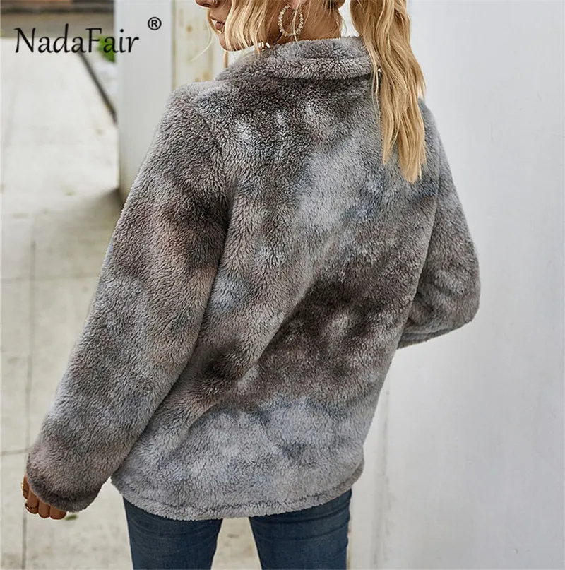 

Nadafair Tie Dye Fluffy Oversized Hoodies Autumn Winter Warm Casual Sweatshirt Street Faux Fur Hoody Ladies Pullovers Plus Size