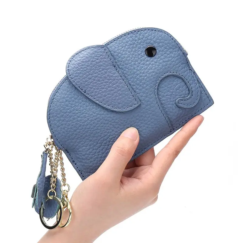 

Fashion Women Girls Cartoon Elephant PU Coin Purse with Keyring Organizer Bag Lady Casual Cute Credit Card Key Holder Change Bag