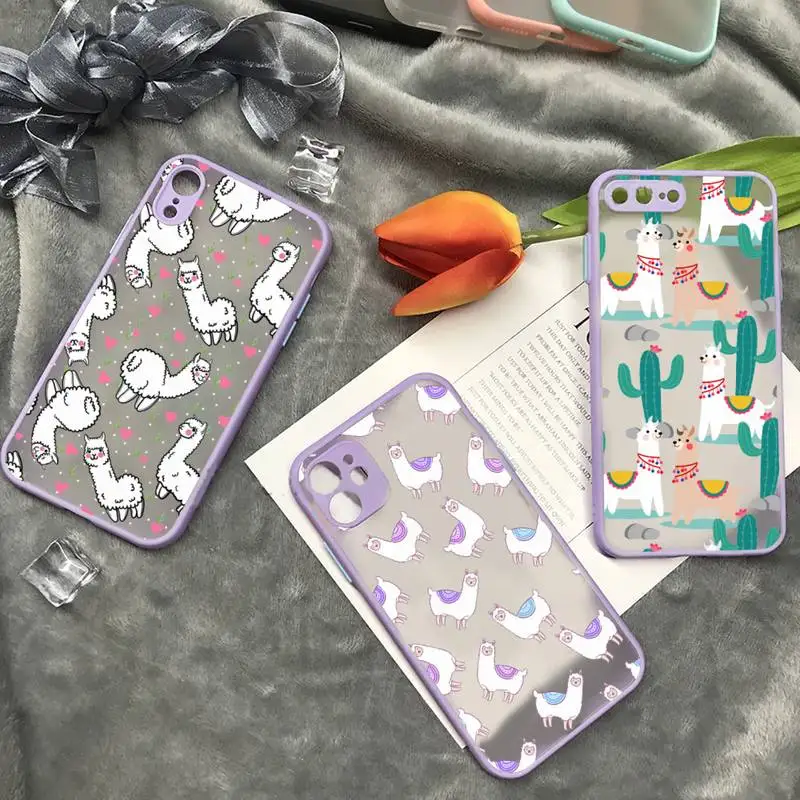 

Alpaca cute cartoon animal Phone Case matte transparent For iphone 7 8 11 12 13 plus mini x xs xr pro max cover