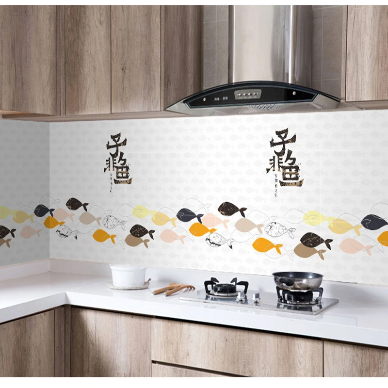 self adhesive anti oil sticker kitchen stove high temperature and waterproof decorative wallpaper free global shipping