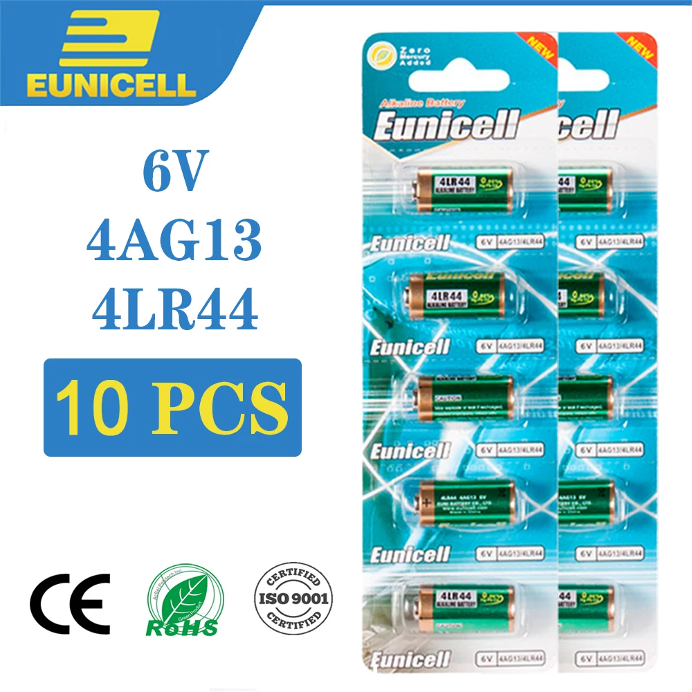 EUNICELL 10 шт. 6 в 4LR44 A544V 4034PX PX28A L1325 4AG13 544 4A76 Щелочная сухая батарея для дрессировки