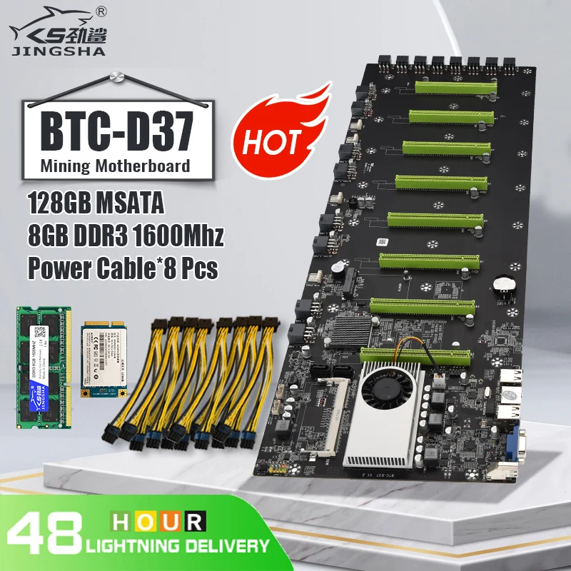 Материнская плата для майнинга биткоинов эфириума с 8 ГПУ слотами и Гб DDR3 1600 МГц 128