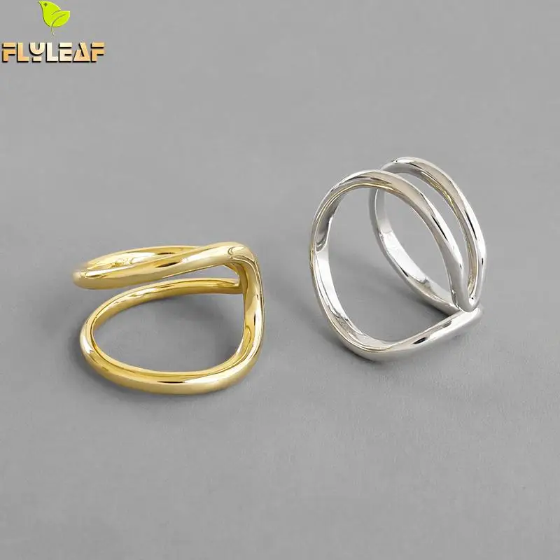 Женское кольцо с двумя гладкими линиями из стерлингового серебра 925 пробы Ins