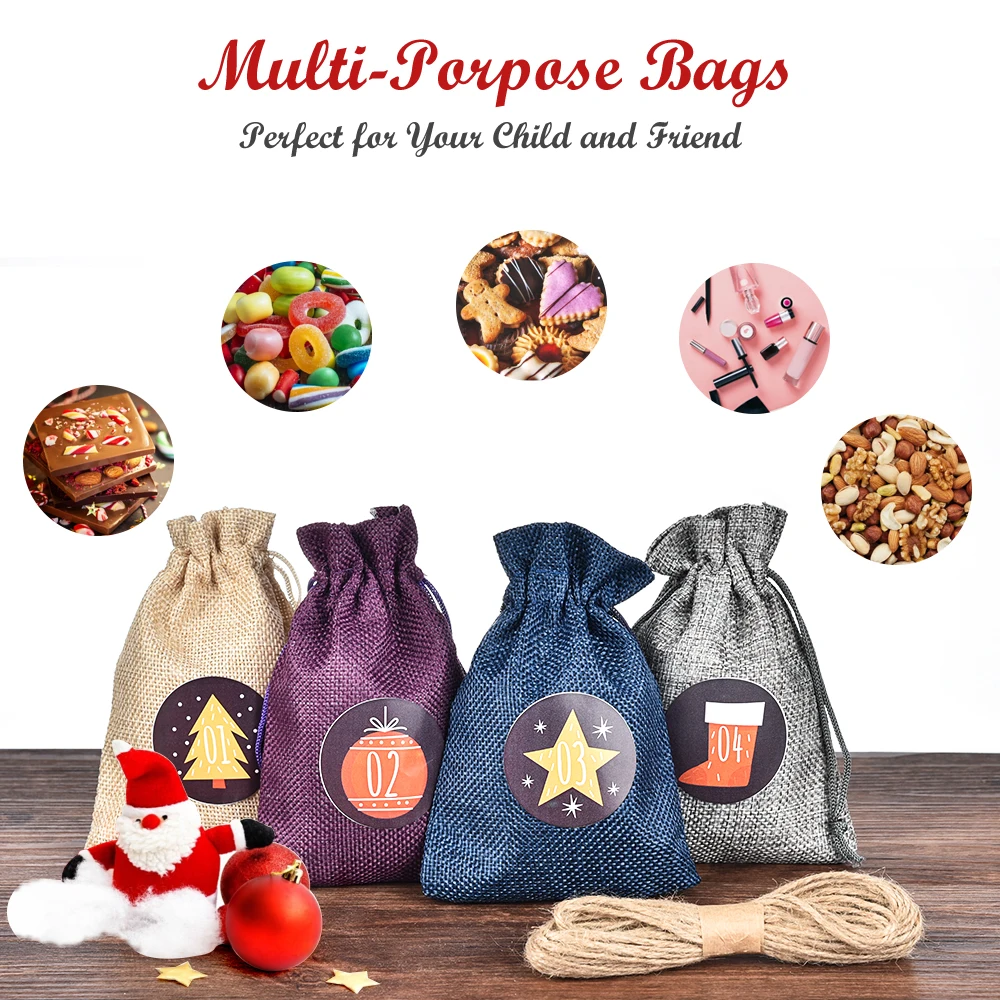24 шт рождественские конфеты мешок со шнурком подарочные пакеты 1 цифровой