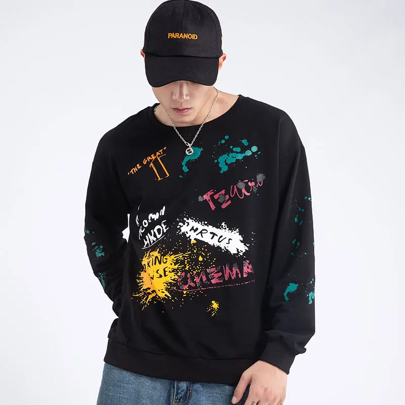 

SingleRoad Crewneck Sweatshirt Men 2020 Oversized Graphic Japanese Streetwear Harajuku Hip Hop Cute Black Hoodie Men Sweatshirts