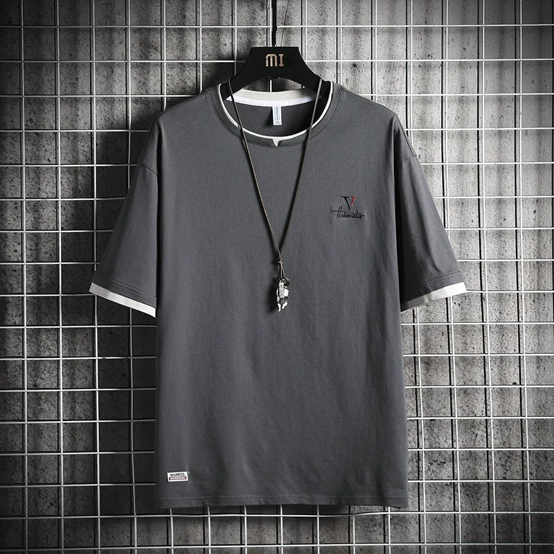 Мужская футболка SingleRoad летняя Лоскутная большого размера в стиле панк хип хоп