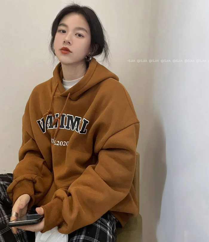 Женские толстовки с капюшоном и принтом в виде американского алфавита женский