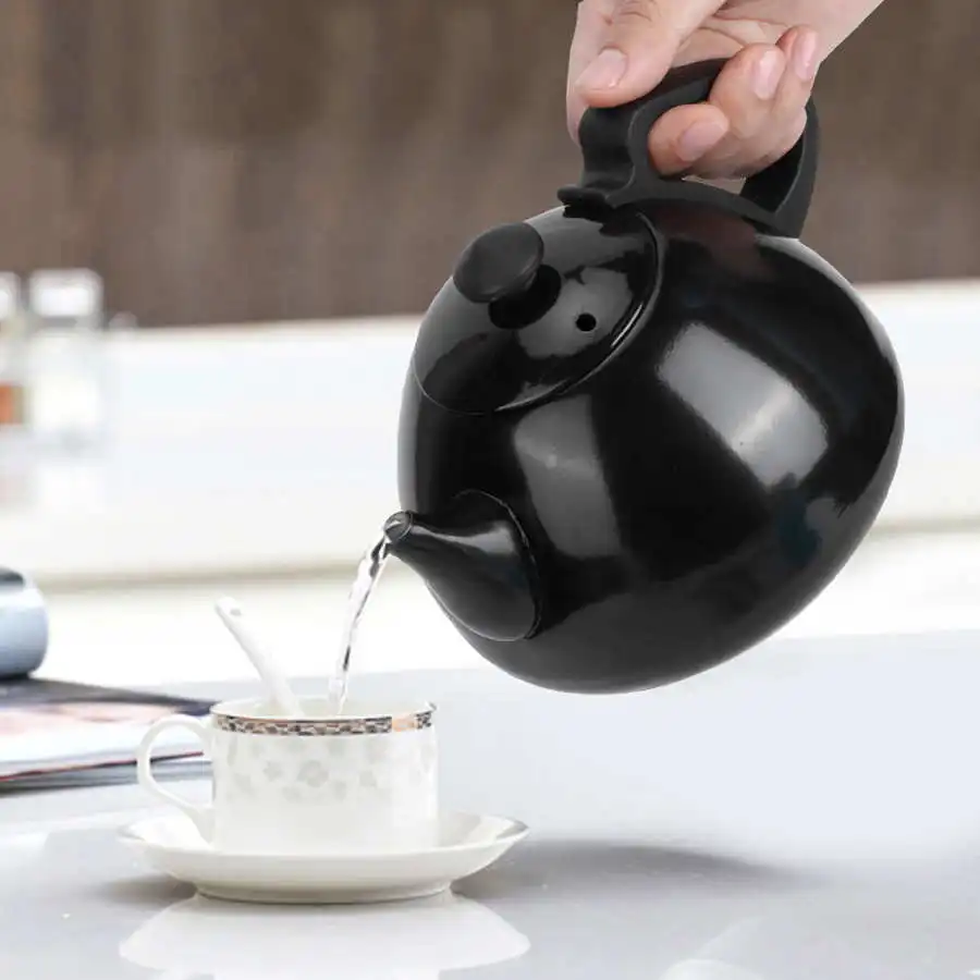 Бытовой 1L черный Нержавеющая сталь Чай горшок Кофе чайник для воды с защитой от