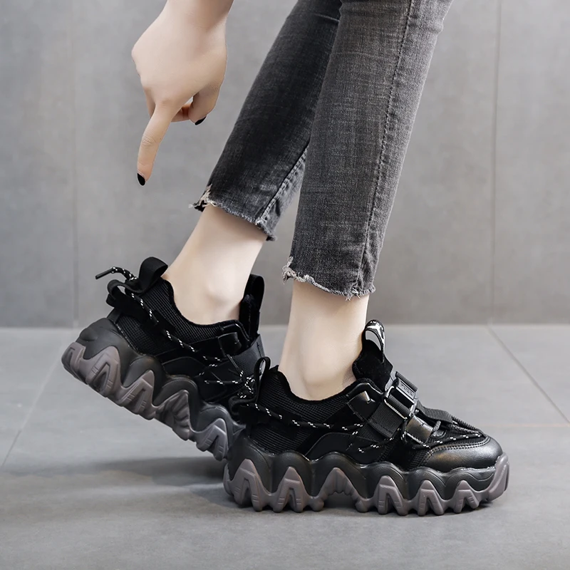 Женская обувь Повседневная Большие Size43 Коренастый кроссовки Роскошная