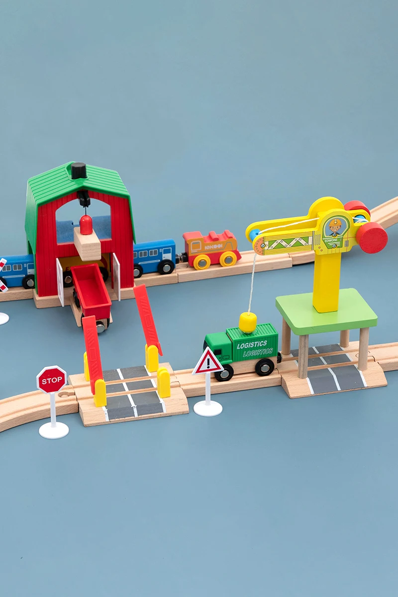 Wooden Train Track Set Railway Puzzle Slot Transit Rail Wood Diecast Educational Toys For Kids|Автотреки| |