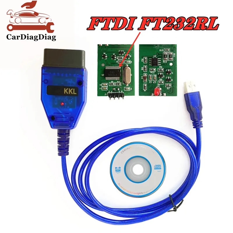 Автомобильный интерфейс OBD2 VAGCOM для VAG KKL 409 с адаптером сканера FTDI FT232RL, высококачественный кабель подключения