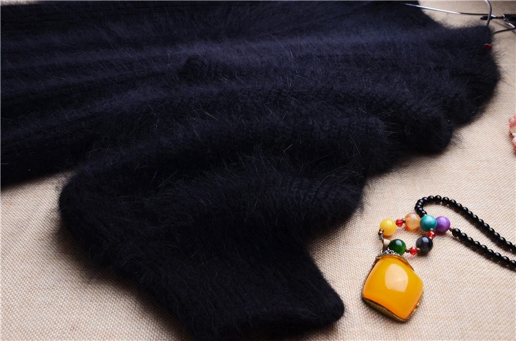 Женская Толстая теплая Длинная черная пушистая норковая кашемировая длинная