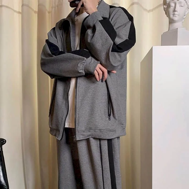 

Sports And Leisure Suit Homemade Spring Men's Trendy Korean Style Handsome Set Of Men Trendy Student Lapel Two-piece Women