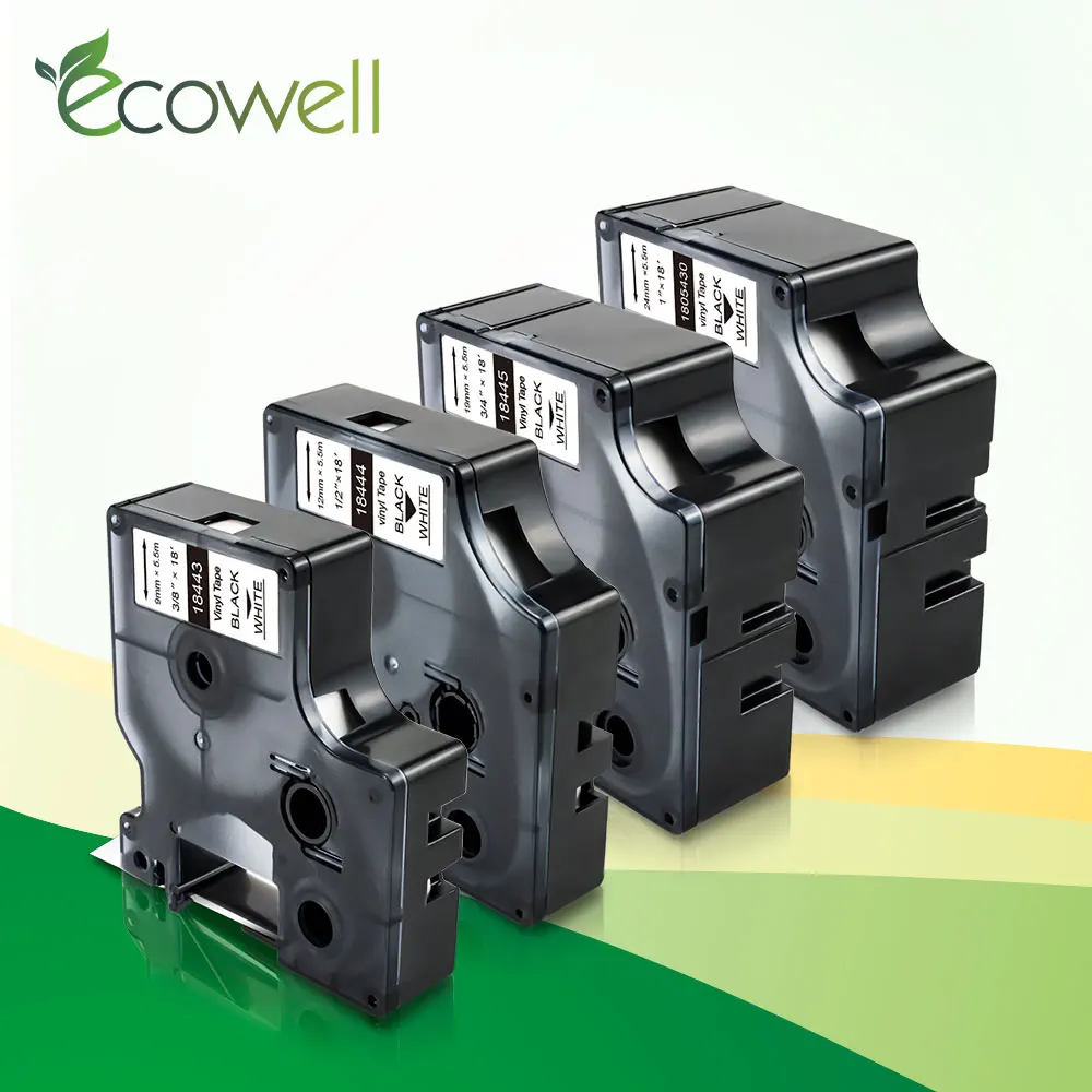 Ecowell 18443 18444 18445 1805430 черный на белом Рино инд виниловая этикетка кассета для Dymo 4200