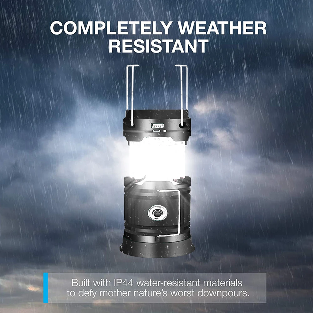 

LED Camping Light Solar Flashlight Camping Lantern Waterproof Torch USB Rechargeable Camping Lamp Portable Survival Lanterns