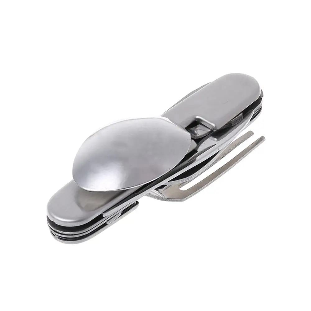 6 в 1 походная Посуда Складной нож вилка ложка открывалка для бутылок инструмент