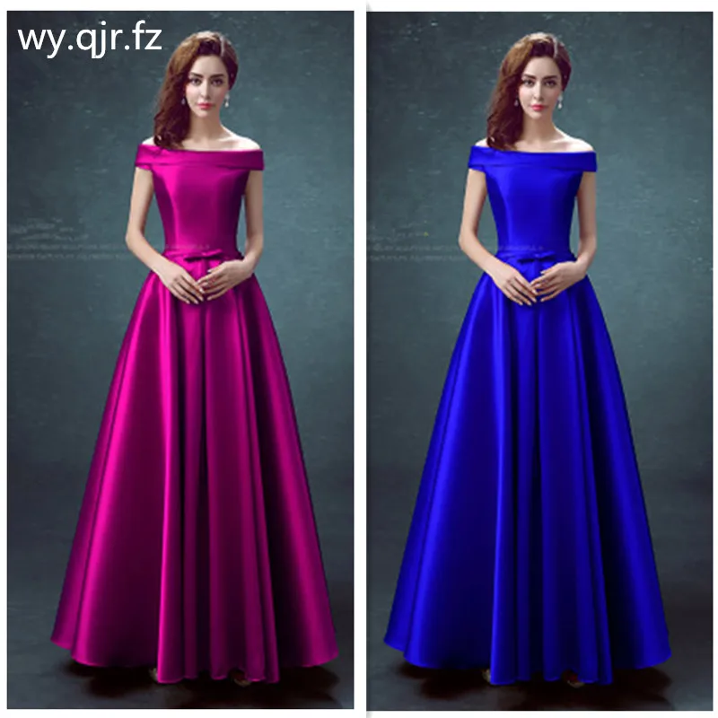 BSHS 8075 # длинное платье подружки невесты Королевского синего цвета темно красный