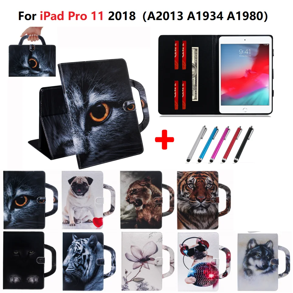 Чехол-подставка для Apple iPad Pro 11 2018 дюйма с рисунком кошки и волка | Компьютеры офис