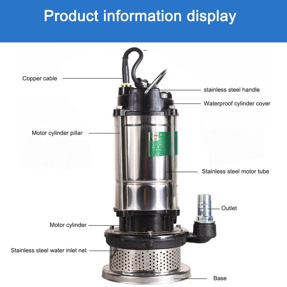370W submersible pump Electric Automatic Multi-positioning float switching Water Pump Wastewater pumping Jet Bore Sewage | Строительство