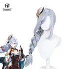 Парик для косплея ROLECOS Game Genshin Impact Shenhe, парик для косплея Shenhe, женский серебристый головной убор, Длинные термостойкие синтетические волосы
