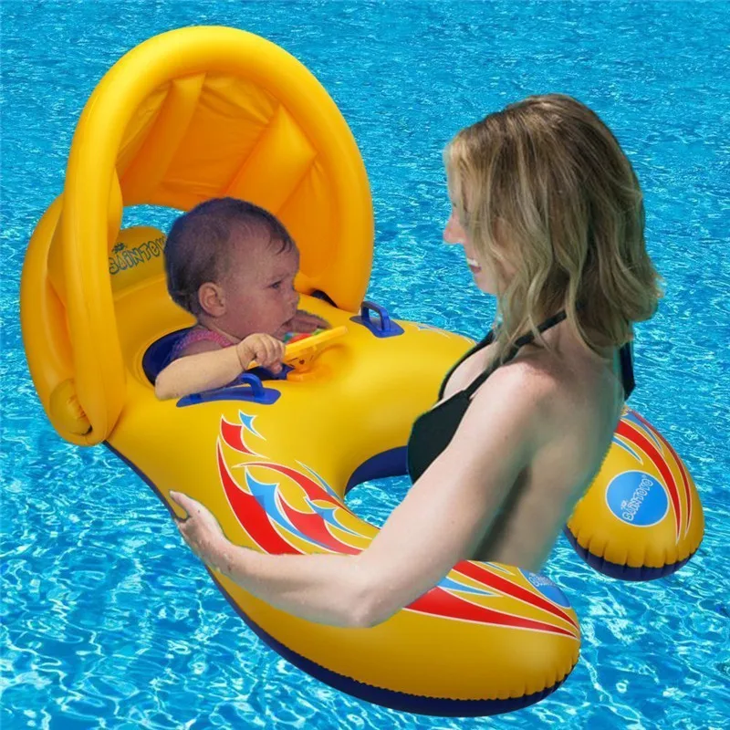 

Sainteve 1pc Thicken Parent-child Swimming Boat Inflatable Seat Infant Child Safety Awning Ring Mare Pool Float надувной круг