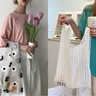 Женские складные повторно используемые Сумки, дизайнерская сетчатая вышивка, легкая прозрачная органза, Желейная сумка для покупок, женская сумка