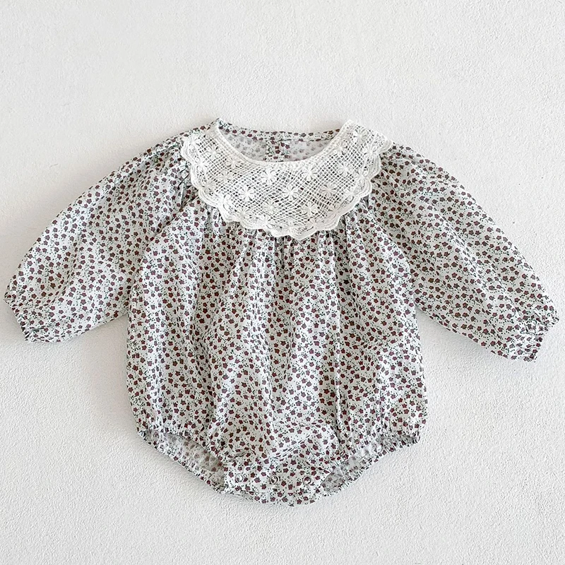 

Korean Style Spring Autumn Baby Girls Clothes Toddler Baby Girl Floral Printing Romper Newborn Baby Girls Cotton Jumpsuit