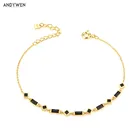 Женский браслет с шармами ANDYWEN, из стерлингового серебра 925 пробы с золотым и черным Цирконом, свадебные ювелирные украшения 2021