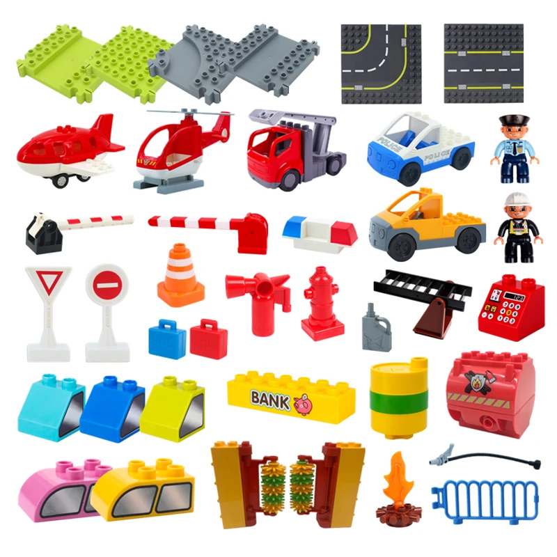 

Big Building Blocks Compatible Large Bricks Road Plate Car Parking Pole Fuel Station City Traffic Kids Educational Creative Toys