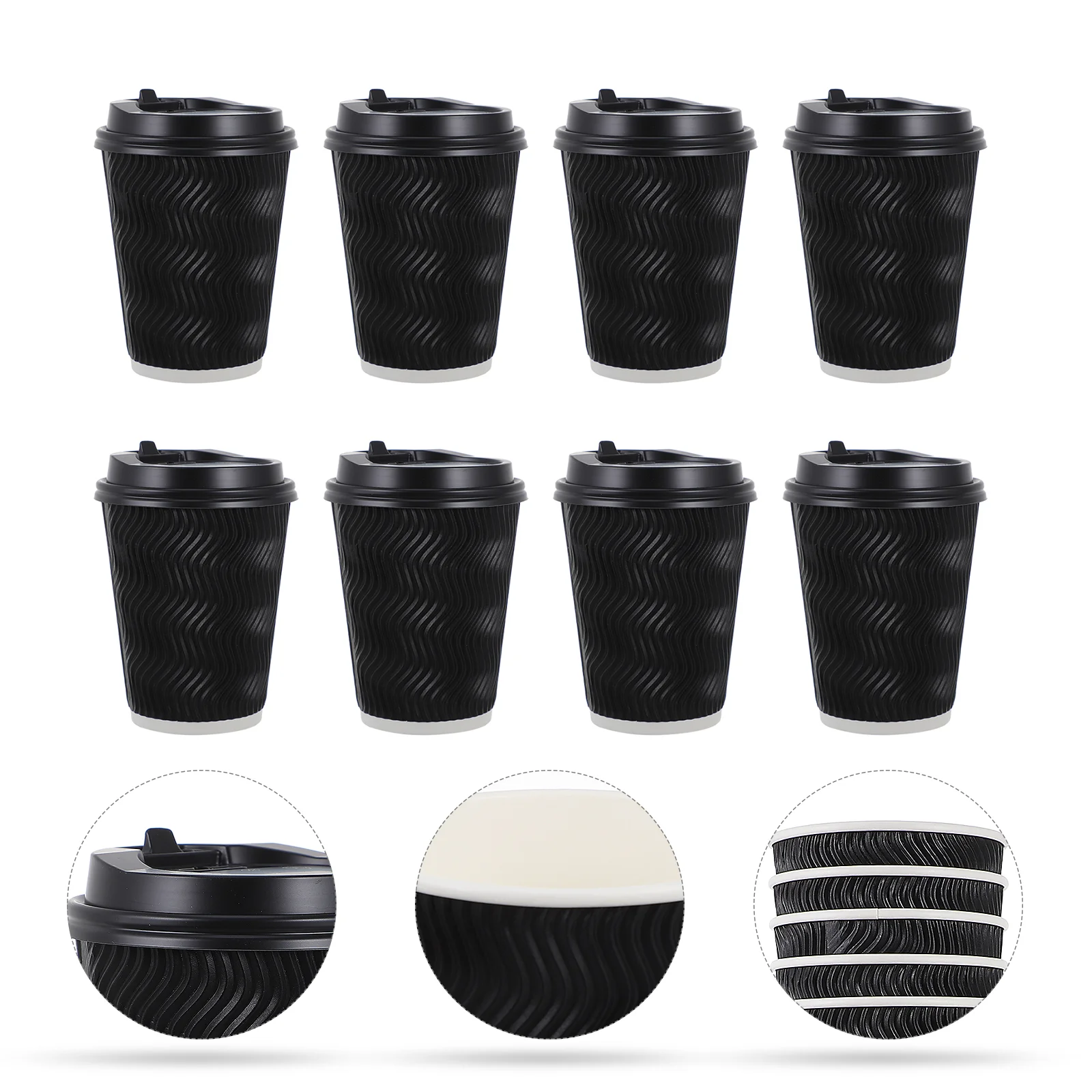 

50 Sets Disposable Coffee Cup Thickened Anti-ironing Corrugated Paper Cup