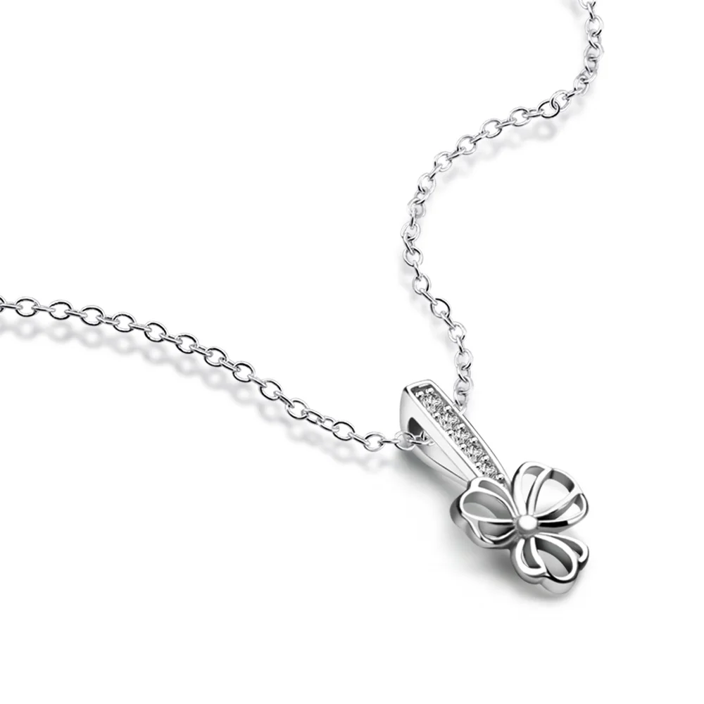 Женское ожерелье из серебра 925 пробы с кулоном в виде клевера|Ожерелья| |